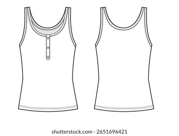 Cotton tank with buttons, technical illustration