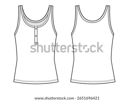 Cotton tank with buttons, technical illustration