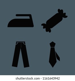 cotton vector icons set. with iron, trousers, candy and tie in set
