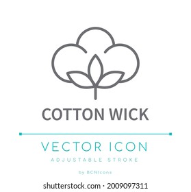 Cotton Wick Vector Line Icon. Candle Wick Outline Symbol.