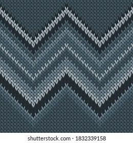 Cotton zig zal lines knit texture geometric seamless pattern. Scarf hosiery textile print. Norwegian style seamless knitted pattern. Fabric canvas illustration.