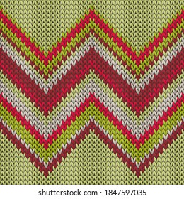 Cotton zig zal lines knit texture geometric seamless pattern. Ugly sweater knitwear fabric print. Norwegian style seamless knitted pattern. Fabric canvas illustration.