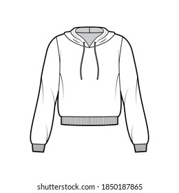 Die technische Modegrafik aus Baumwollvlies mit entspannter Passform, langen Ärmeln, gerippten Streifen. Flaches Jumper Bekleidung Vorderseite, weiße Farbe. Frauen, Männer, unisex Sweatshirt Top-CAD-Modell nach oben