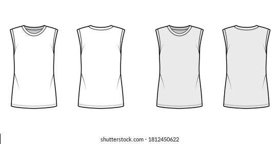 Ribbed Sleeveless Tshirt Front Back Drawing Stock Vector (Royalty Free ...