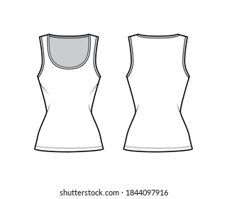 Cottonjersey Tank Technical Fashion Illustration Slim Stock Vector ...