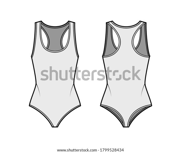 Cottonjersey Thong Bodysuit Technical Fashion Illustration Stock Vector ...