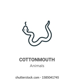 Cottonmouth outline vector icon. Thin line black cottonmouth icon, flat vector simple element illustration from editable animals concept isolated on white background