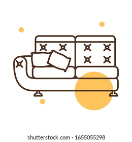 couch block and line style icon design, seat furniture interior home comfortable style and object theme Vector illustration