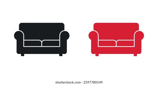 Couch colored icon set. Stock Vector