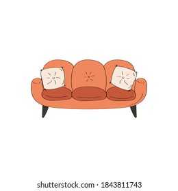 Couch doodle icon. Cute sofa sign. Vector hand drawn illustration