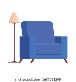 Sofa mit Bodenlampe dekorative Vektorillustration Design