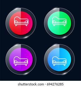 Couch four color glass button ui ux icon. Glossy app icon logo vector