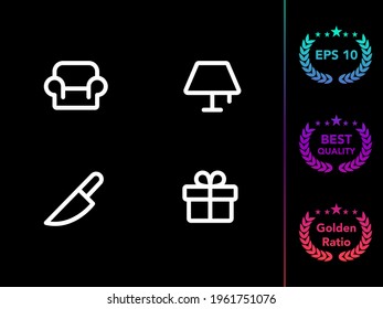 Couch gift modern line icon vector set.
