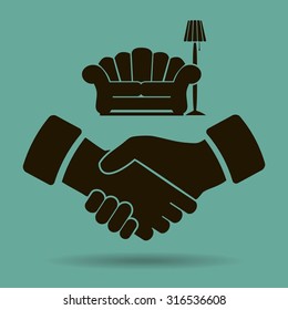 Couch, handshake vector icon