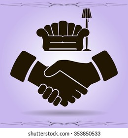 Couch, handshake vector icon