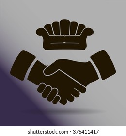 Couch, handshake vector icon