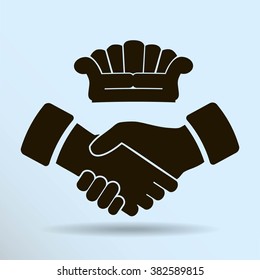 Couch, handshake vector icon