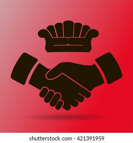 Couch, handshake vector icon