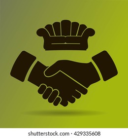 Couch, handshake vector icon