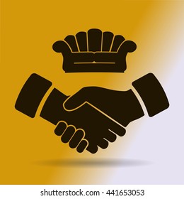Couch, handshake vector icon