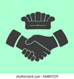 Couch, handshake vector icon