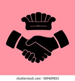 Couch, handshake vector icon