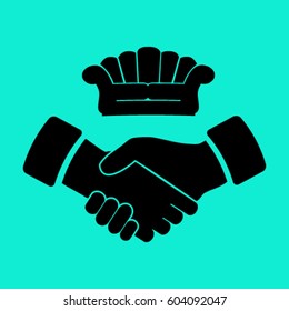 Couch, handshake vector icon
