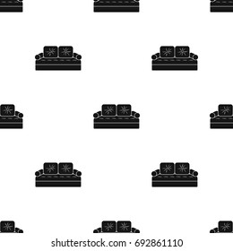 Couch icon in black style isolated on white background. Furniture and home interior symbol stock vector illustration.