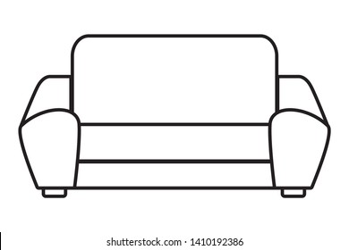 couch icon cartoon isolated black and white vector illustration graphic design