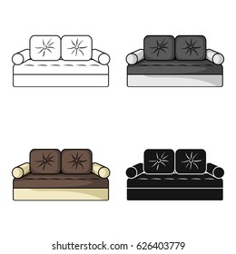 Couch icon in cartoon style isolated on white background. Furniture and home interior symbol stock vector illustration.