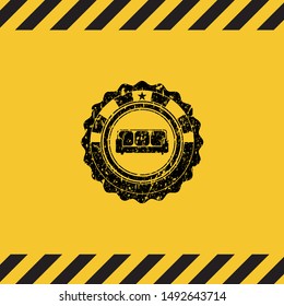 couch icon grunge warning sign emblem. Vector Illustration. Detailed.