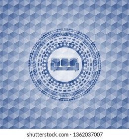 couch icon inside blue badge with geometric pattern background.