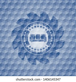 couch icon inside blue emblem with geometric pattern.