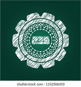 couch icon inside chalkboard emblem