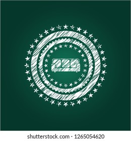 couch icon inside chalkboard emblem