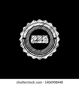 couch icon inside chalkboard emblem