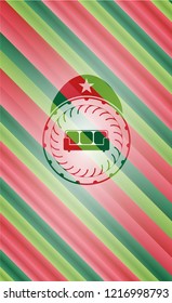 couch icon inside christmas emblem.