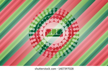 couch icon inside christmas emblem background.