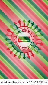 couch icon inside christmas style badge..