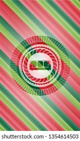 couch icon inside christmas style emblem.