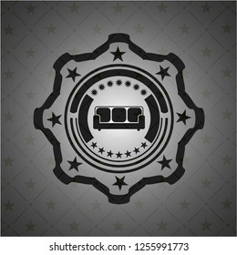 couch icon inside dark emblem. Retro