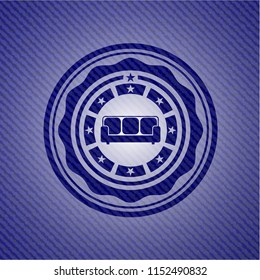 couch icon inside emblem with jean texture