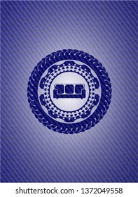 couch icon inside emblem with jean high quality background