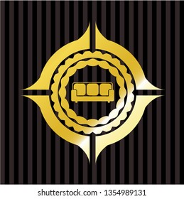 couch icon inside gold badge or emblem