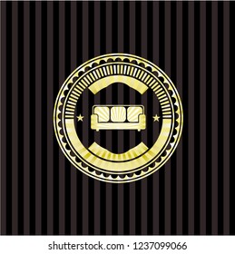 couch icon inside gold shiny emblem