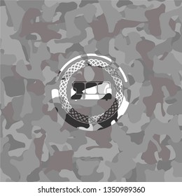 couch icon inside grey camo texture
