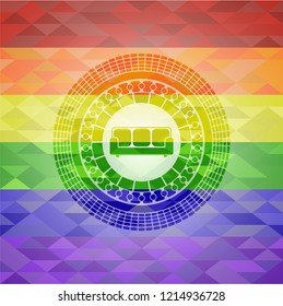 couch icon inside lgbt colors emblem 