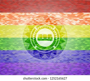 couch icon inside lgbt colors emblem 