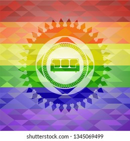 couch icon inside lgbt colors emblem 