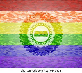 couch icon inside lgbt colors emblem 